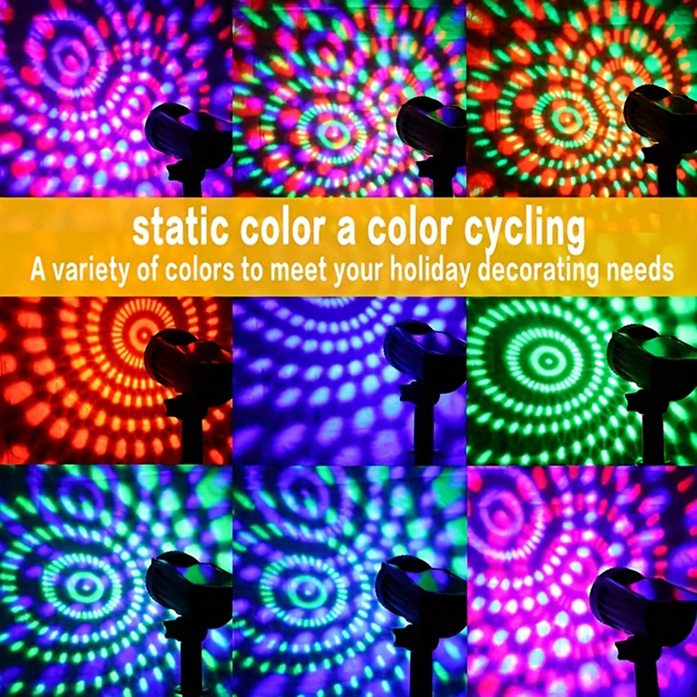 Solar Spotlights Outdoor Waterprrof, 2 Pack RGB Color Changing Solar Garden Yard Spot Lights, Waterproof Solar Landscape Spotlights for Outside Garden House Garage Pathway