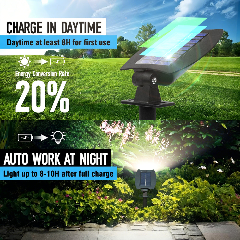 Solar Lights Outdoor Waterproof, 2 Pack Solar Spotlights for Outside, Auto On/Off 3 Modes Outdoor Solar Lights, Landscape Lighting for Yard Garden Pathway