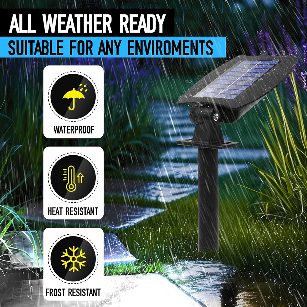 Solar Lights Outdoor Waterproof, 2 Pack Solar Spotlights for Outside, Auto On/Off 3 Modes Outdoor Solar Lights, Landscape Lighting for Yard Garden Pathway