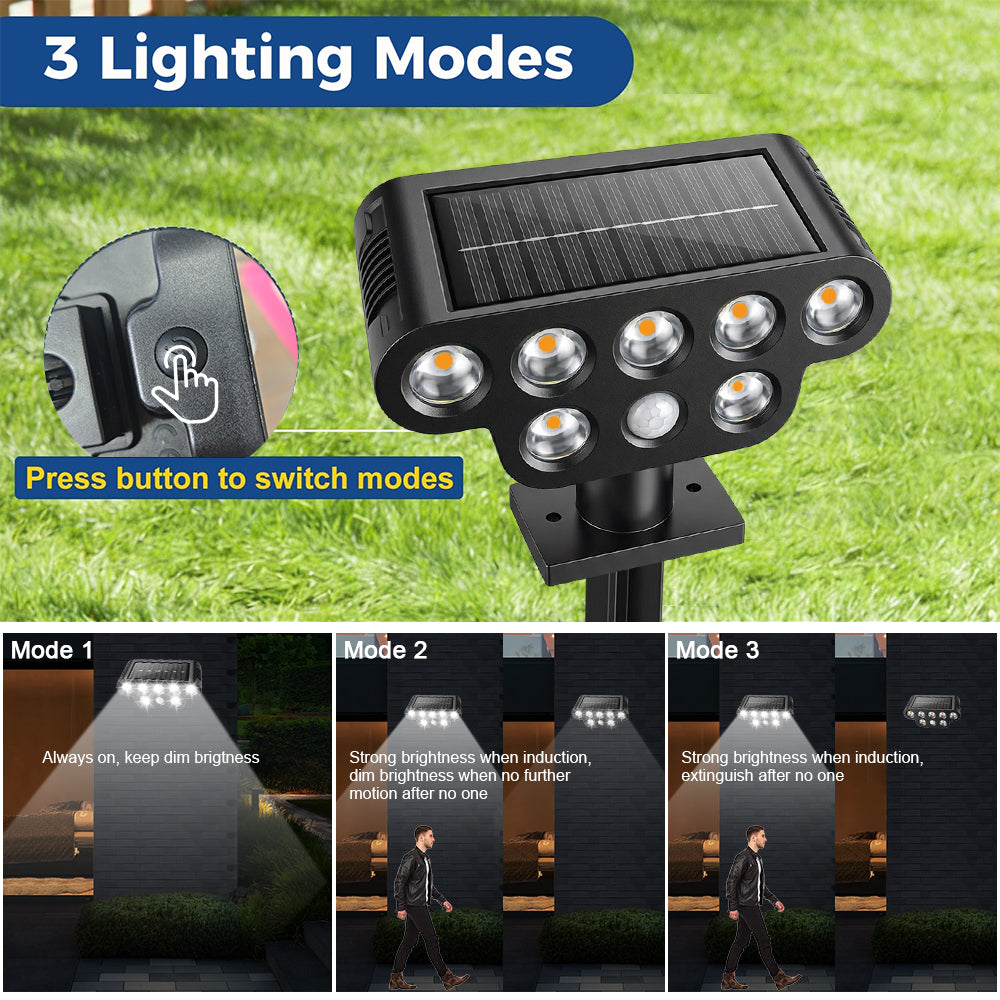 2 Pack Solar Spotlights Outdoor Waterproof, 850LM Adjustable Solar Spot Lights, Solar Garden Landscape Lights with 3 Modes, Outdoor Solar Lights for Yard Pathway Garden House