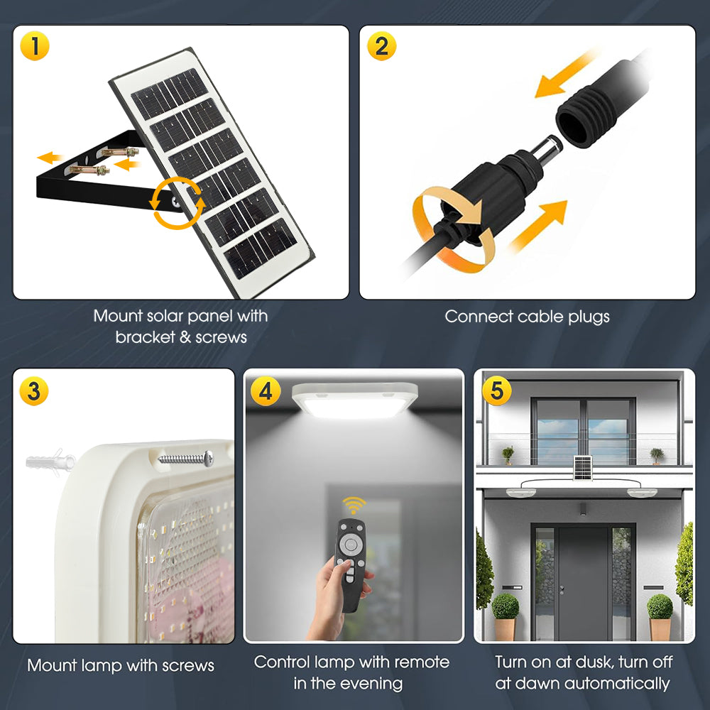 Solar Ceiling Light, 5000LM Cool White/Warm White Solar Lights Indoor Outdoor, Brighter Solar Shed Lights with Remote Control, Solar Pendant Light for Barn, Porch, Patio, Gazebo