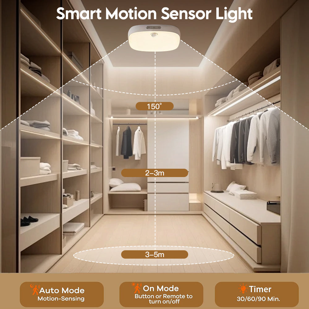 Shower Light Waterproof, Motion Sensor Ceiling Light, Rechargeable Ceiling Lights with Remote Control, 18 Colors with Timer for Bathroom Hallway Stair Walk-in Closet