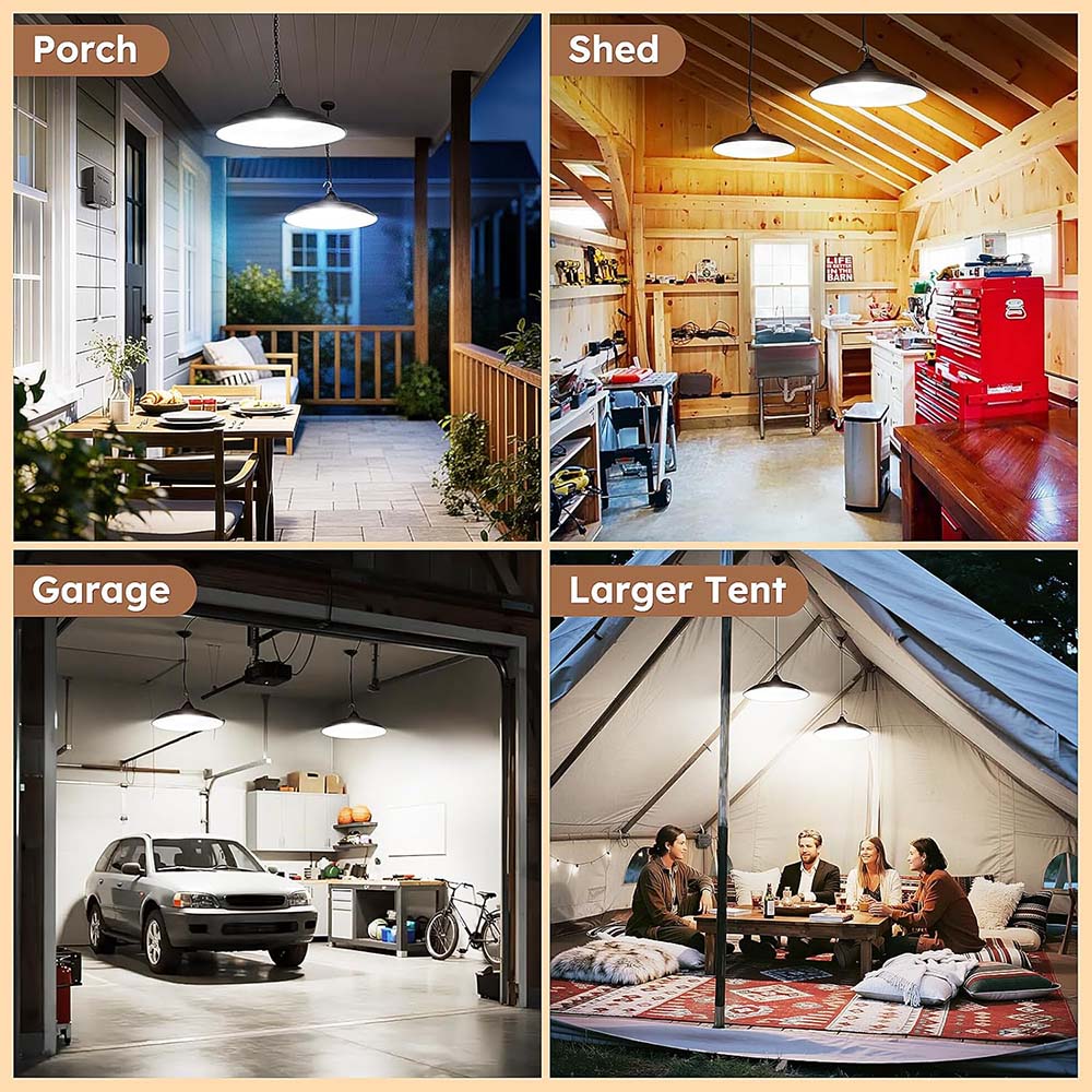 Solar Shed Light Indoor Outdoor, 8000LM Daytime Available Pendant Lights with Pull String, Solar Lights Indoor Dusk to Dawn for Shed Barn Gazebo Garage Home
