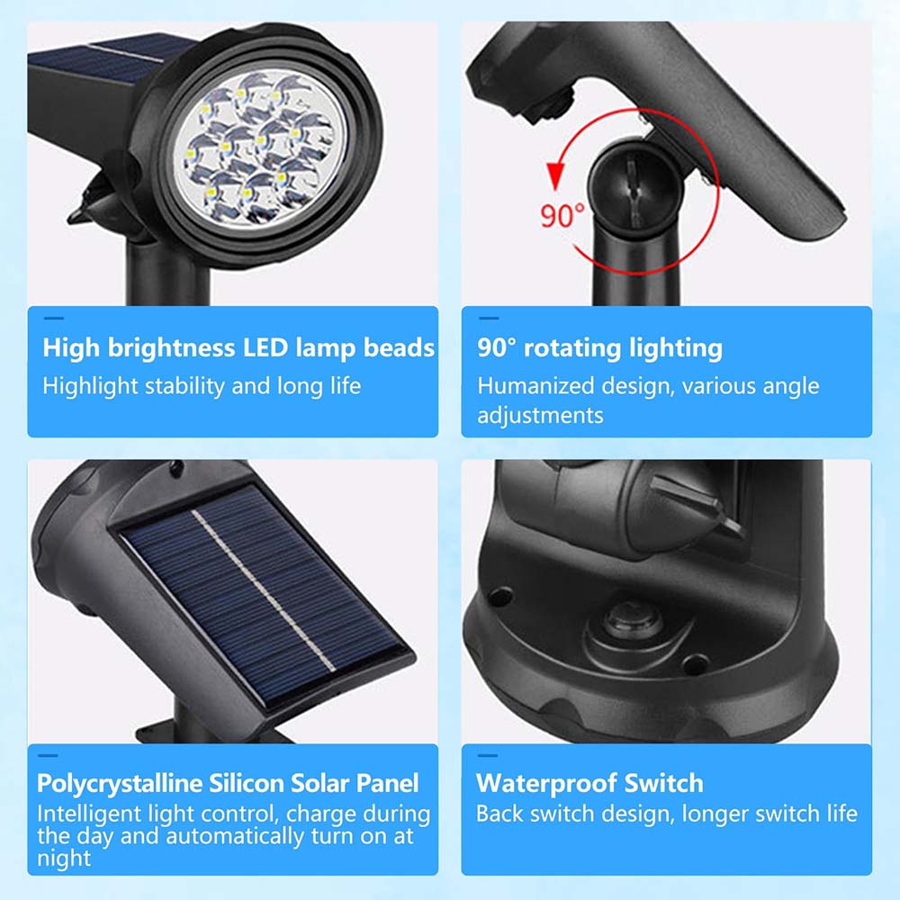 Solar Lights Outdoor Waterproof, 6 Pack Cool White Solar Landscape Spotlight, Solar Powered Yard Garden Solar Spot Lights for Outside Landscape Auto On/Off