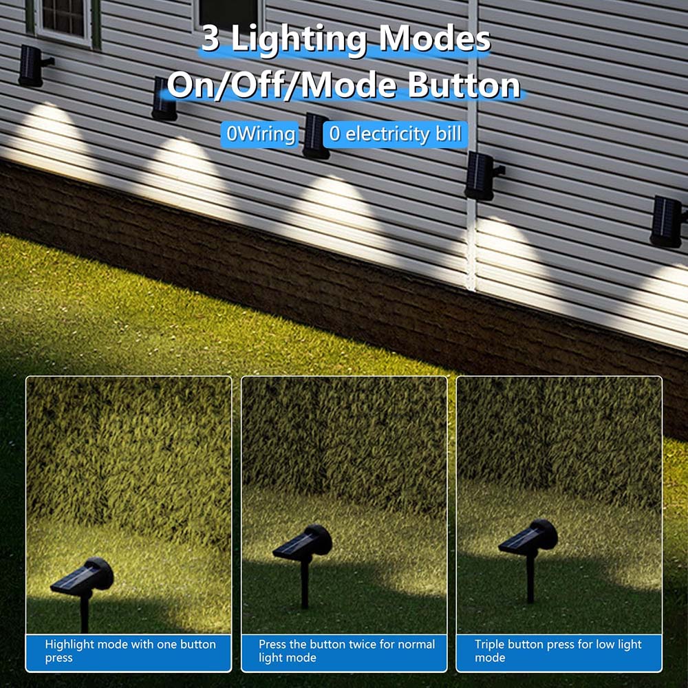 Solar Lights Outdoor Waterproof, 6 Pack Cool White Solar Landscape Spotlight, Solar Powered Yard Garden Solar Spot Lights for Outside Landscape Auto On/Off