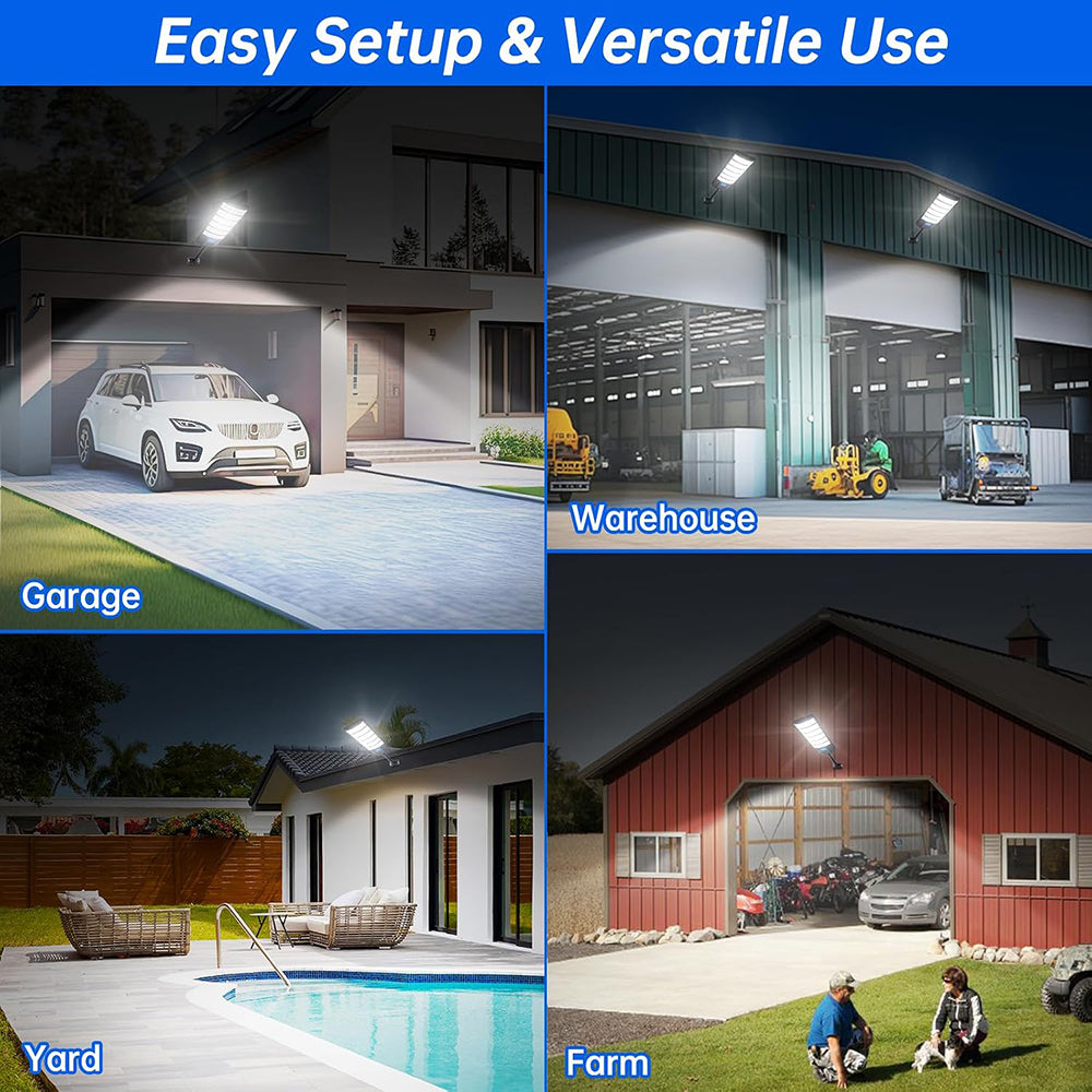 Solar Street Lights, 80000LM Outdoor Solar Powered Parking Lot Lights, Waterproof Solar Motion Sensor Lights, Dusk to Dawn Solar Lights for Yard, Entryway Garage, Porch