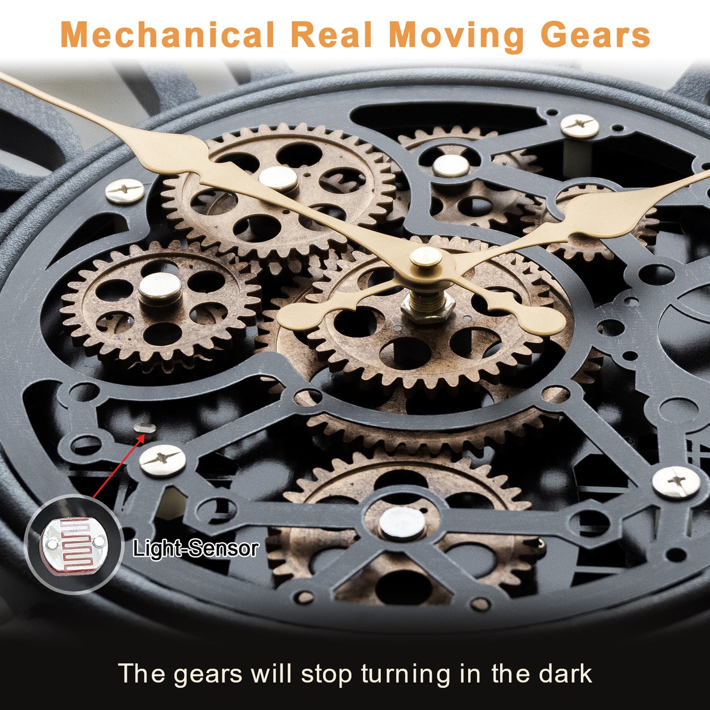 OCEST 16 Inch Moving Gear Wall Clock