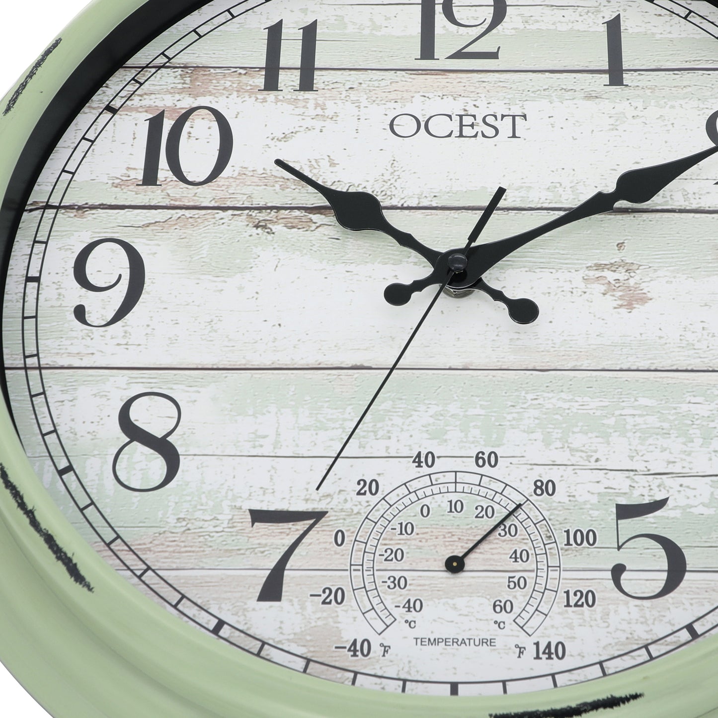 OCEST 16 Inch Indoor Outdoor Waterproof Cloc Battery Operated with Thermometer