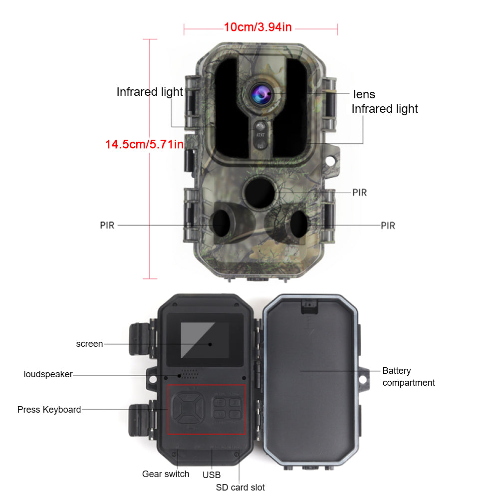 Trail Camera with 3 PIR Sensors, 32G Memory Card, 48MP Game Camera with Night Vision, Motion Activated 130°Wide-Angle, Waterproof Hunting Camera for Wildlife Monitoring