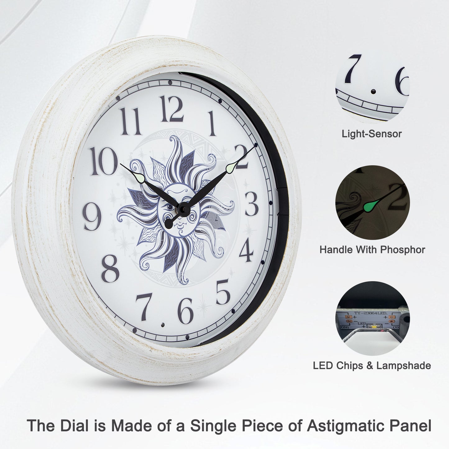 OCEST 15" Metal Night Light Outdoor Clock Waterproof