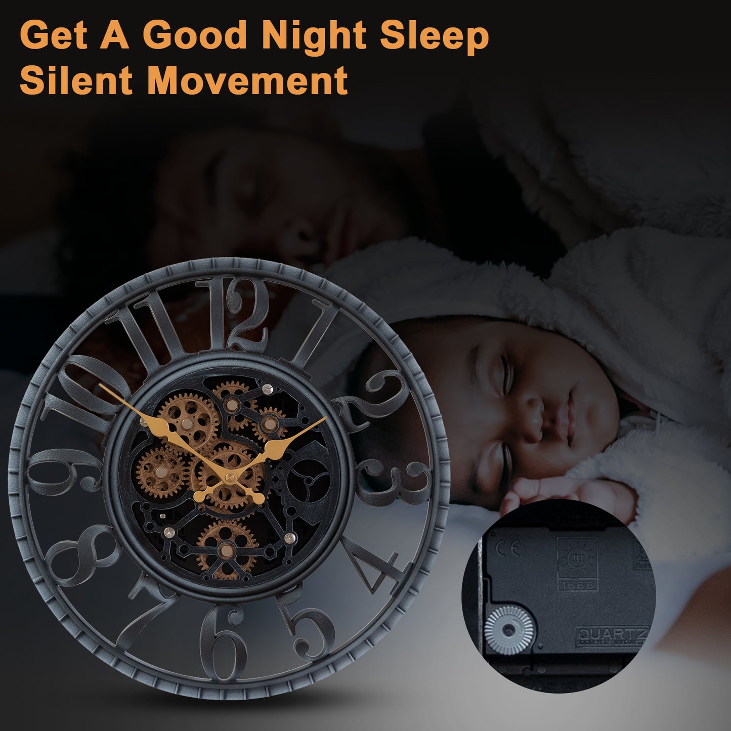 OCEST 16 Inch Moving Gear Wall Clock