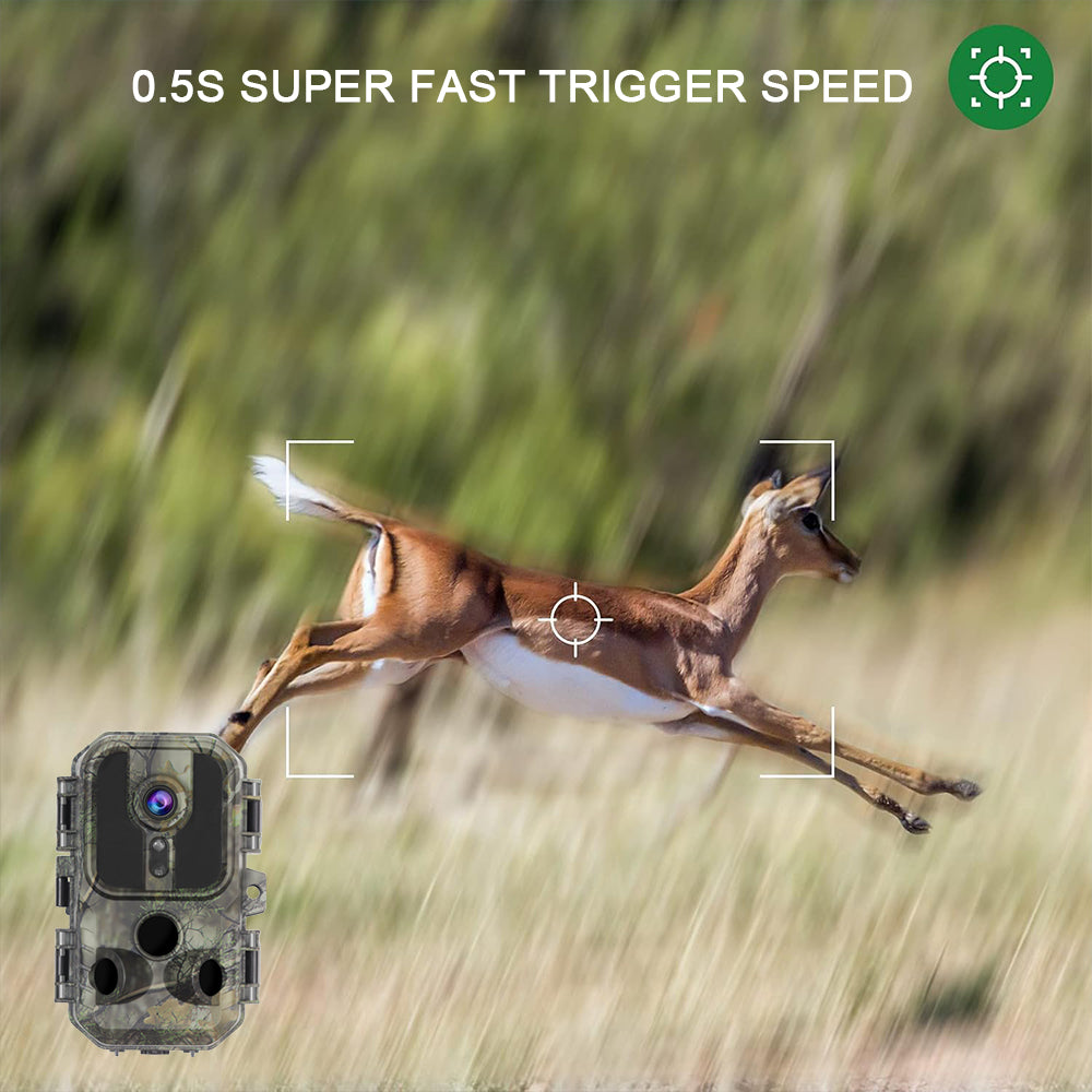 Trail Camera with 3 PIR Sensors, 32G Memory Card, 48MP Game Camera with Night Vision, Motion Activated 130°Wide-Angle, Waterproof Hunting Camera for Wildlife Monitoring