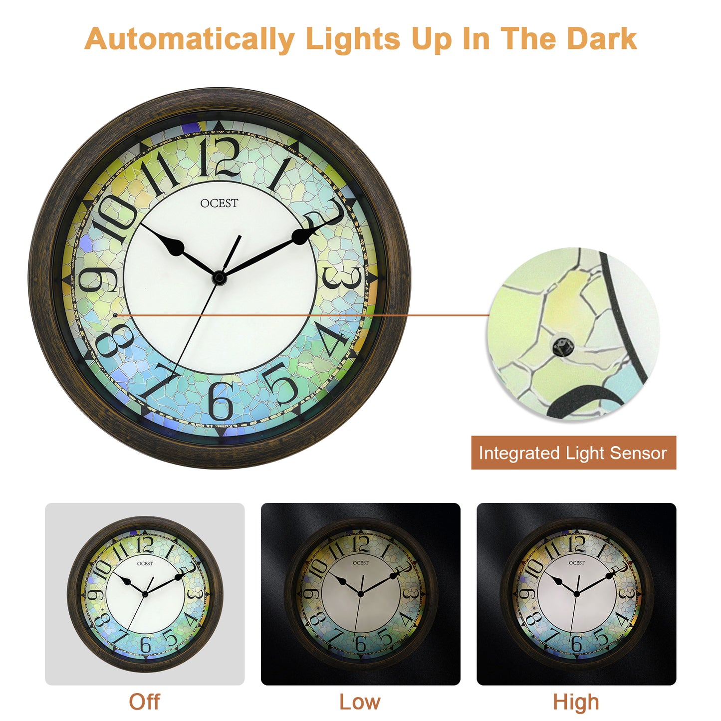 OCEST 13 Inch Illuminated Wall Clock