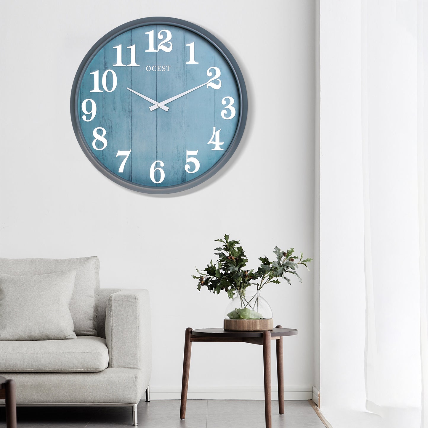 18 Inch Large Outdoor Clock Waterproof, Oversized Silent Wall Clock Battery Operated for Garden Pool Patio Living Room Office Decorative