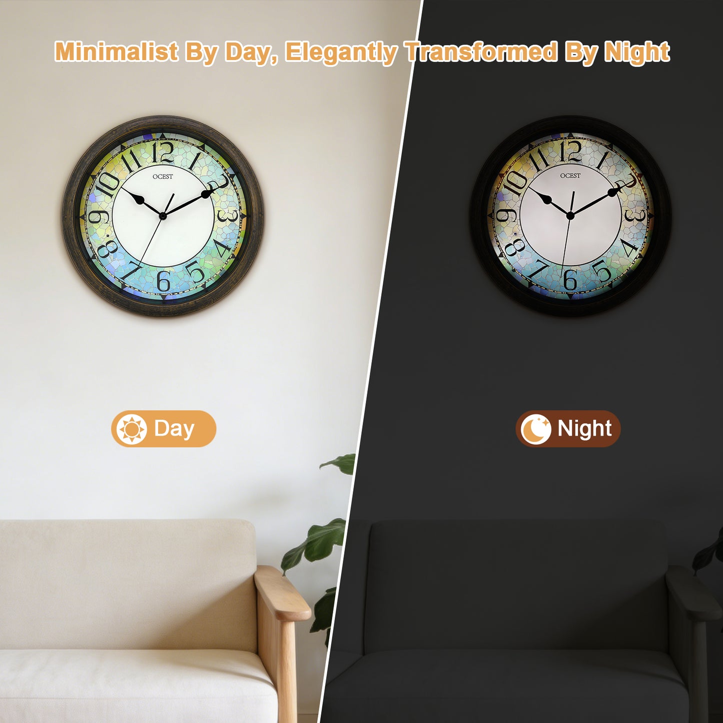 OCEST 13 Inch Illuminated Wall Clock