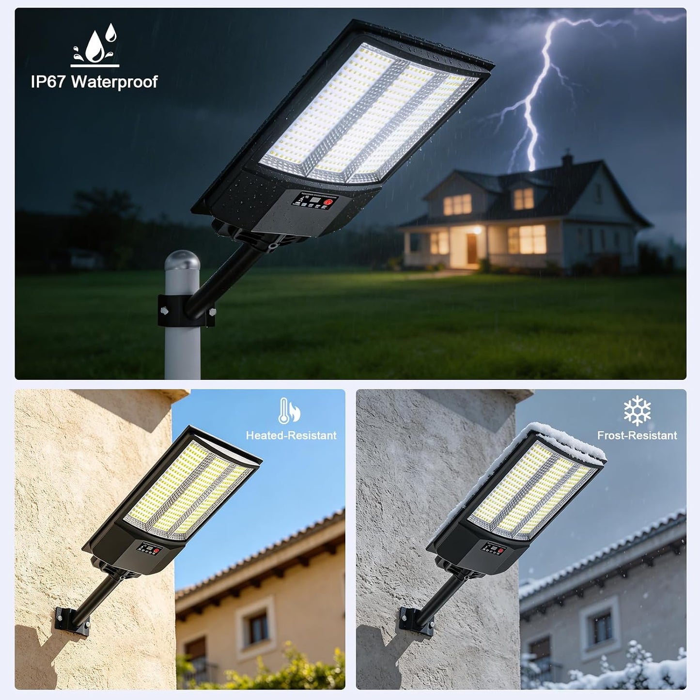 Super Bright Solar Street Lights, 150000LM 7000K Outdoor Solar Lights Dusk to Dawn, Solar Security Flood Lights with Remote Control for Yard, Parking Lot, Porch, Garages, Garden