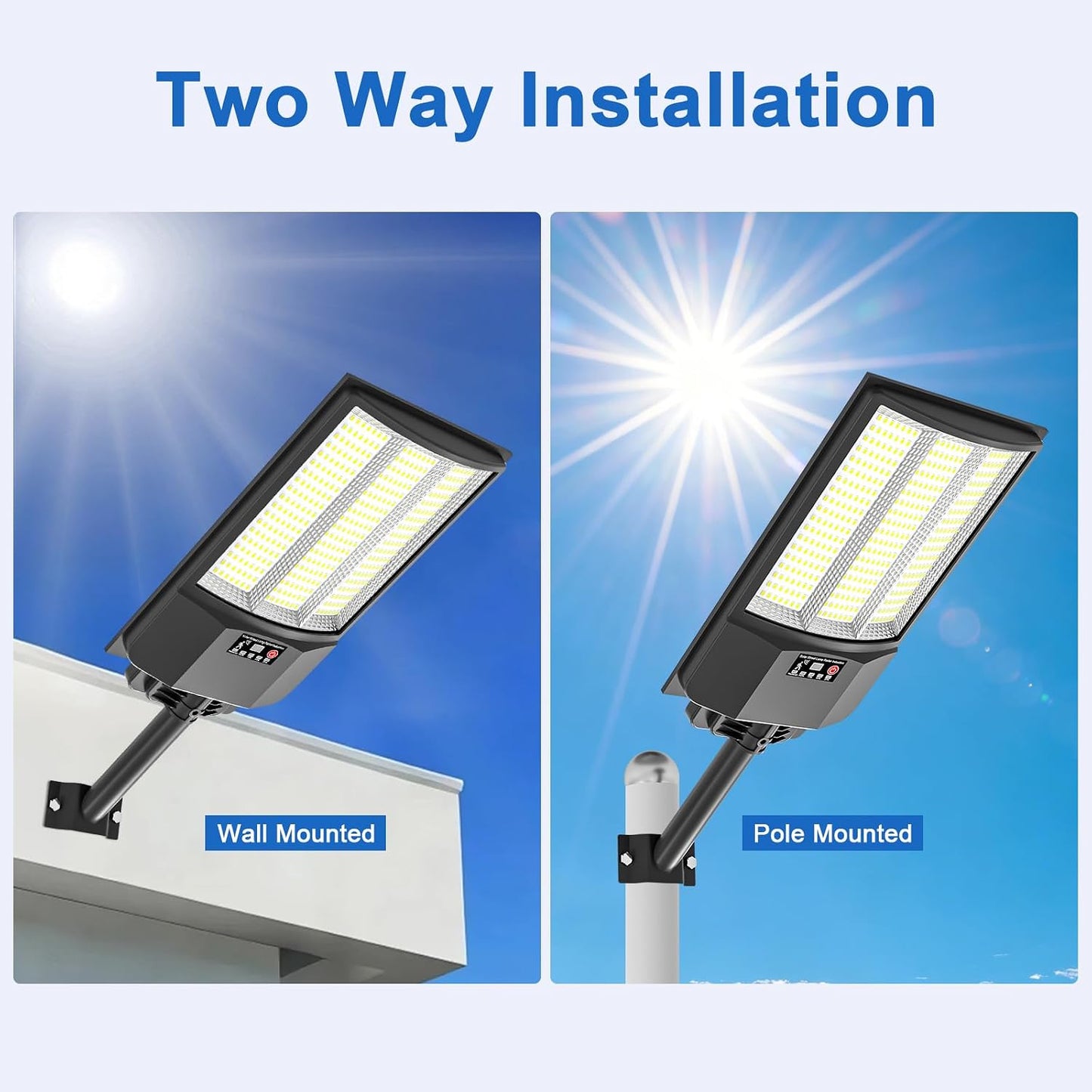 Super Bright Solar Street Lights, 150000LM 7000K Outdoor Solar Lights Dusk to Dawn, Solar Security Flood Lights with Remote Control for Yard, Parking Lot, Porch, Garages, Garden