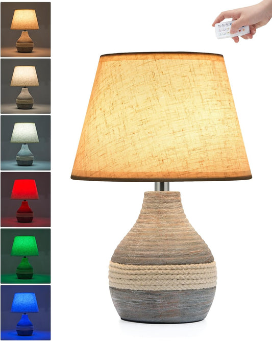 Ceramic Wireless Table Lamp, Small Rechargeable Table Lamp with Timing Function, Dimmable Table Light with Remote Control, Nightstand Light Lamp for Home Office Bedroom Dorm Side Table