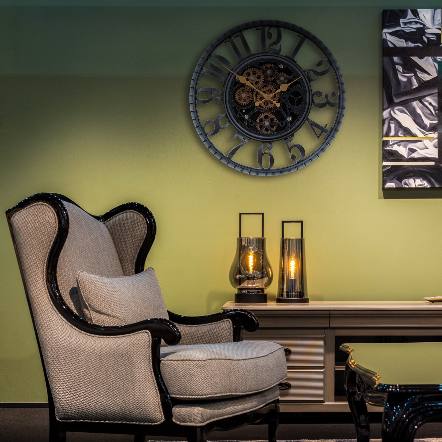 OCEST 16 Inch Moving Gear Wall Clock