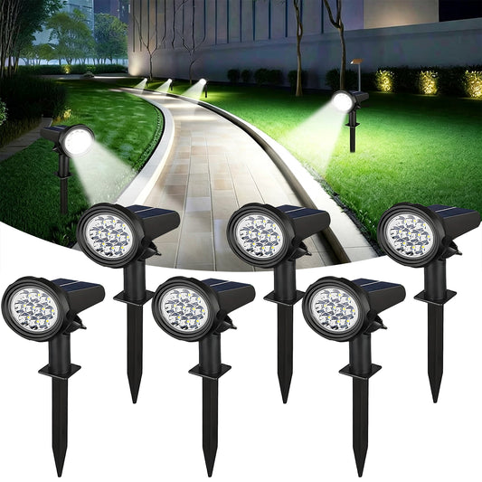 Solar Lights Outdoor Waterproof, 6 Pack Cool White Solar Landscape Spotlight, Solar Powered Yard Garden Solar Spot Lights for Outside Landscape Auto On/Off
