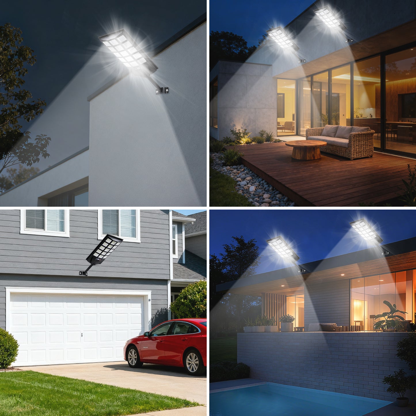 5000W Solar Lights Outdoor, 4 Pack Super Bright Solar Street Lights, Dusk to Dawn Solar Security Street Lights, Motion Sensor Solar Outdoor Lights for Yard, Entryway Garage, Porch