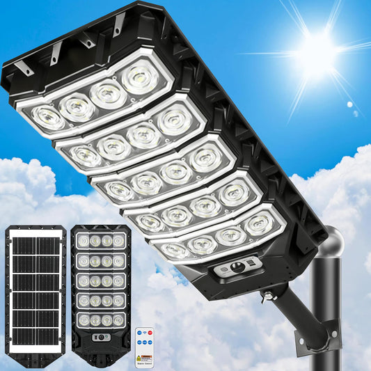 Solar Street Lights Outdoor, 3200W Motion Sensor Solar Flood Lights with Remote Control, Waterproof Street Lights Outdoor for Garden Patio Porch Parking Lot