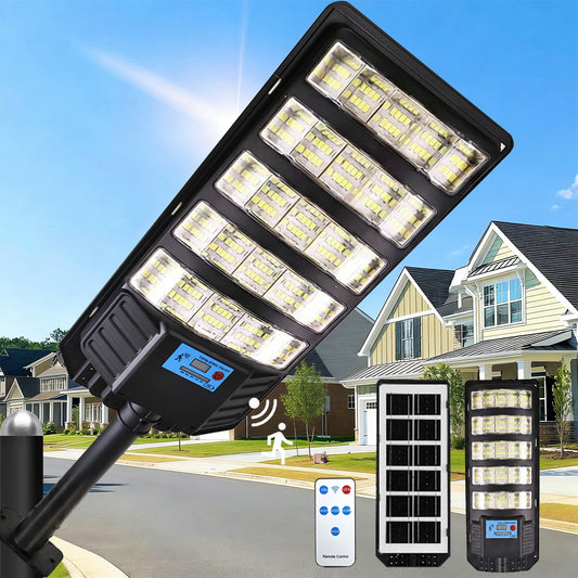 Solar Street Lights, 300W Solar Lights Outdoor Motion Sensor, Dusk to Dawn Solar Street Lights, Waterproof Solar Lights for Outside Garden Yard Patio