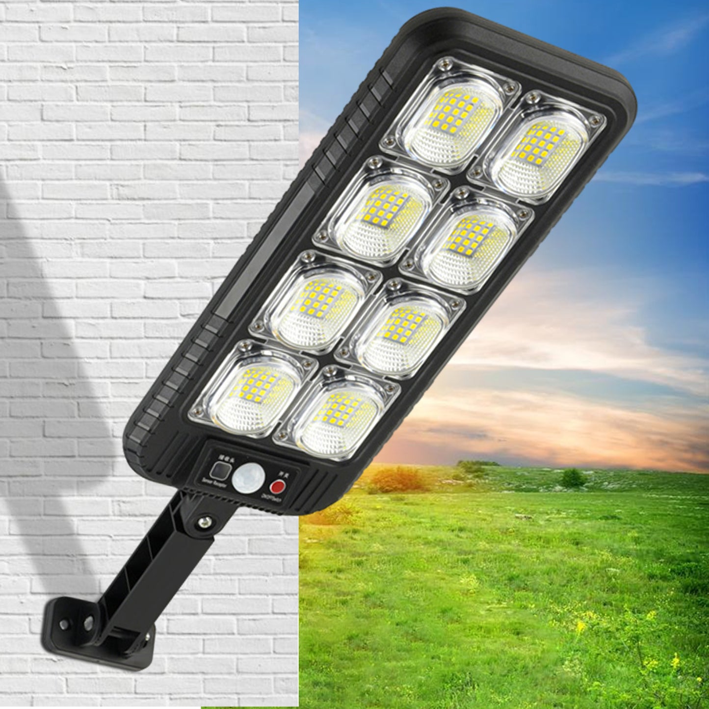 1800W Solar Street Light Outdoor, Solar Motion Sensor Lights Auto On/Off Dusk to Dawn Flood Lights with Remote Control for Yard, Garden, Patio, Porch