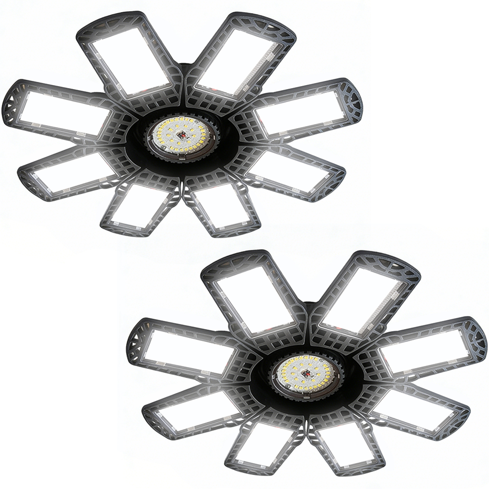 32000LM 6500K LED Garage Lights Ceiling Light with 8 Adjustable Panels Ultra Bright Deformable LED Shop Light for Garage Basement Workshop 350W , 2 Pack