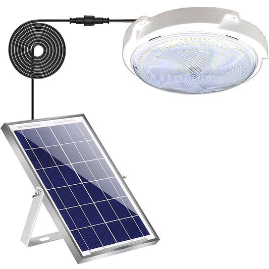 Solar Ceiling Light, 5000LM Solar Lights Indoor Outdoor, Brighter Solar Shed Lights with Remote Control, Cool White Solar Pendant Light for Barn, Porch, Patio, Gazebo
