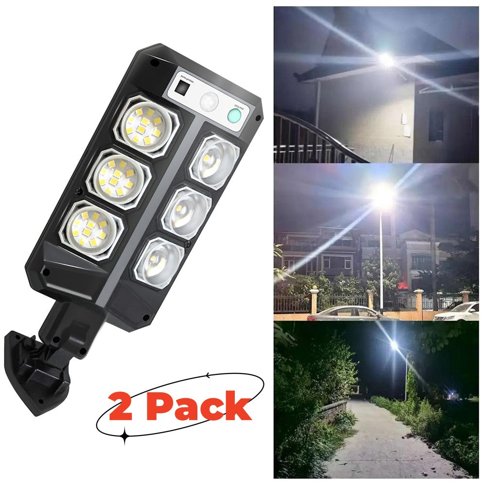 Solar Lights Outdoor, 2 Pack 1500W 6500K LED Motion Sensor Lights, Waterproof Solar Flood Wall Lights for Outside Garden Yard Path