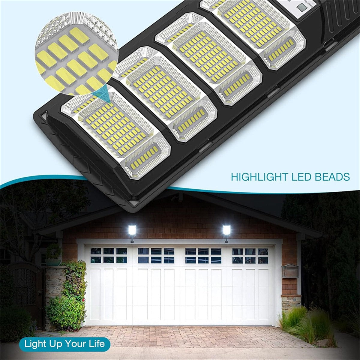 800W Solar Street Lights Outdoor Waterproof, Super Bright 10000LM Commercial Parking Lot Lights Street Lamp, LED Flood Lights Motion Sensor for Outdoor Garden Yard Patio