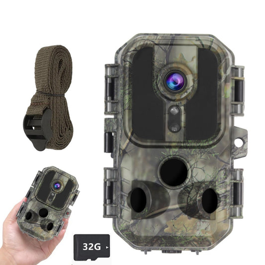 Trail Camera with 3 PIR Sensors, 32G Memory Card, 48MP Game Camera with Night Vision, Motion Activated 130°Wide-Angle, Waterproof Hunting Camera for Wildlife Monitoring